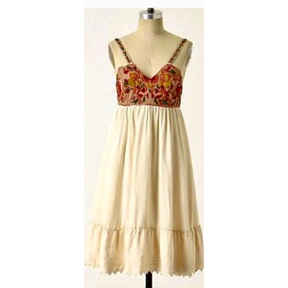 Anthropologie Dresses & Skirts - Anthropologie Zehavale Norrbotten Dress Copper Red Pink Embroidery Beaded Size 6